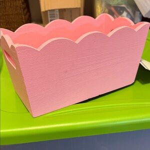 Pink Wooden Scalloped Storage Box